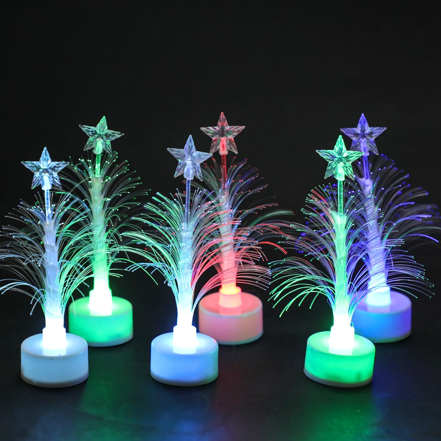 VEYLIN Mini Fiber Optic Light, 6 Pcs Multicolour LED Lights, Color Changing Night Light for Home Mall Car