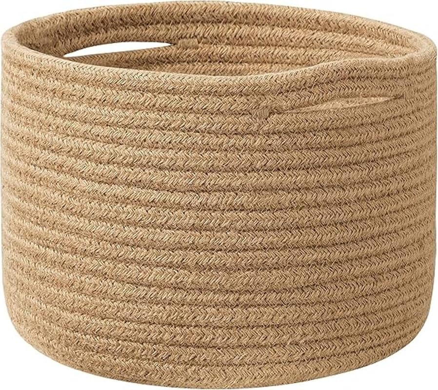 Mansa Small Cotton Rope Storage Basket, Woven Bin with Handles, Baby Nursery Organizer, Perfectly Sized at 9” X 7”, Use in Living Room/Bedroom, Suitable for Any Décor Style (Beige)-image-43