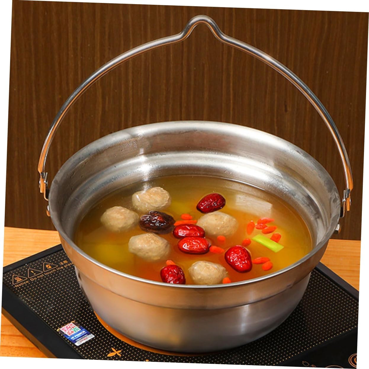 1set Stainless Steel Camping Pot Multi-use Hanging Cookware for Outdoor Cooking Soup Ramen and More and Easy to Clean for Camping and Hiking