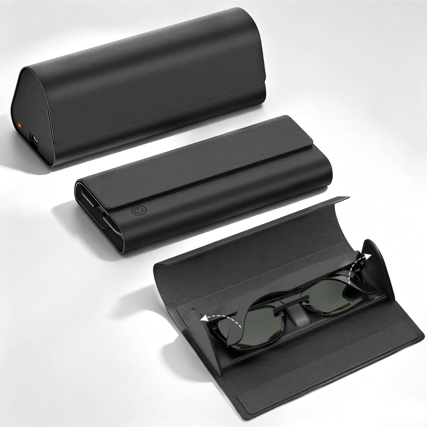 Portable Smart Glasses Charging Case, 2000mAh Foldable USB-C Charger & Travel Storage Case Compatible with Meta AI Glasses Wayfarer, Skyler, Headliner and HSTN