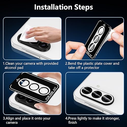 Vista 361 de para Samsung Galaxy Z Flip 7 Protector de Lente de Cámara, Cubierta de Lente de Vidrio Templado con Anillo de Metal Individual, [Fuerte Adhesión] 1