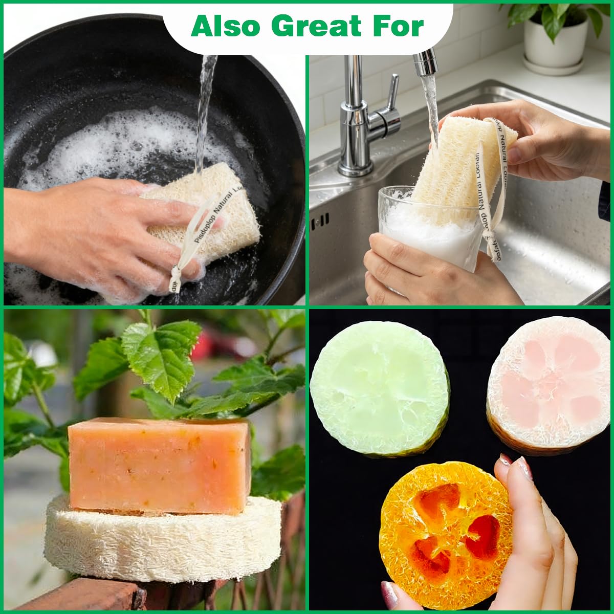 Natural Loofah Sponge - Organic Exfoliating Scrubber -4 Natural Loofah Sponge - Organic Exfoliating Scrubber -4