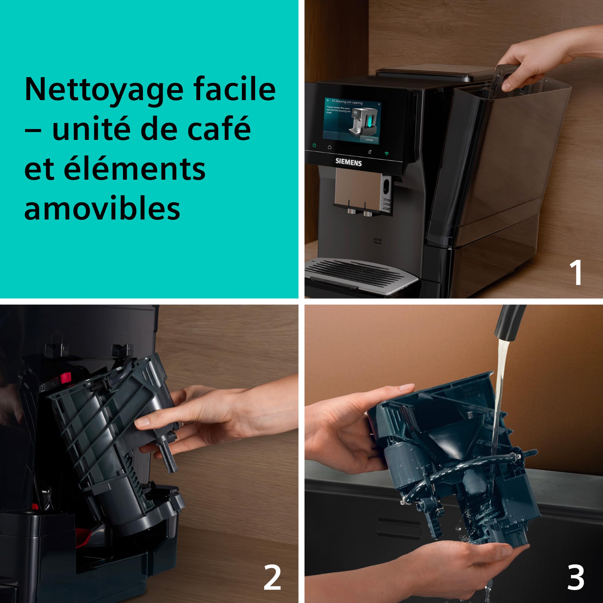SIEMENS Machine à café entièrement automatique, EQ700 iAroma, écran tactile, Cold Brew et Slow Brew, application Home Appliances, morning haze, TP725E01