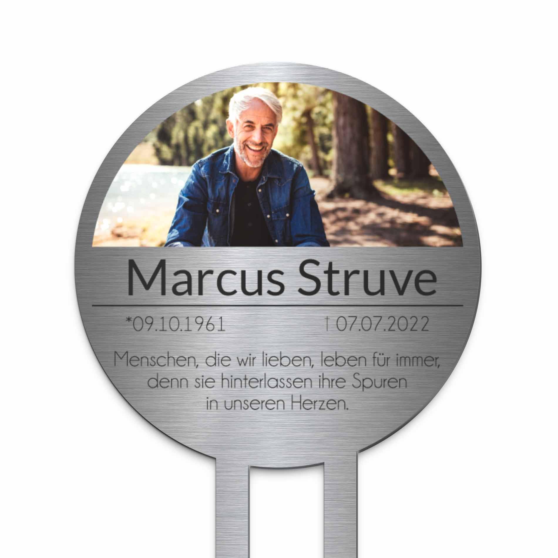 CHRISCK design Edelstahl Grabstecker - Blumenstecker - Gartenstecker | Personalisierte Metall Grabdekoration Grabschmuck wetterfest | Friedhof Grab Deko für Grab Urnengrab