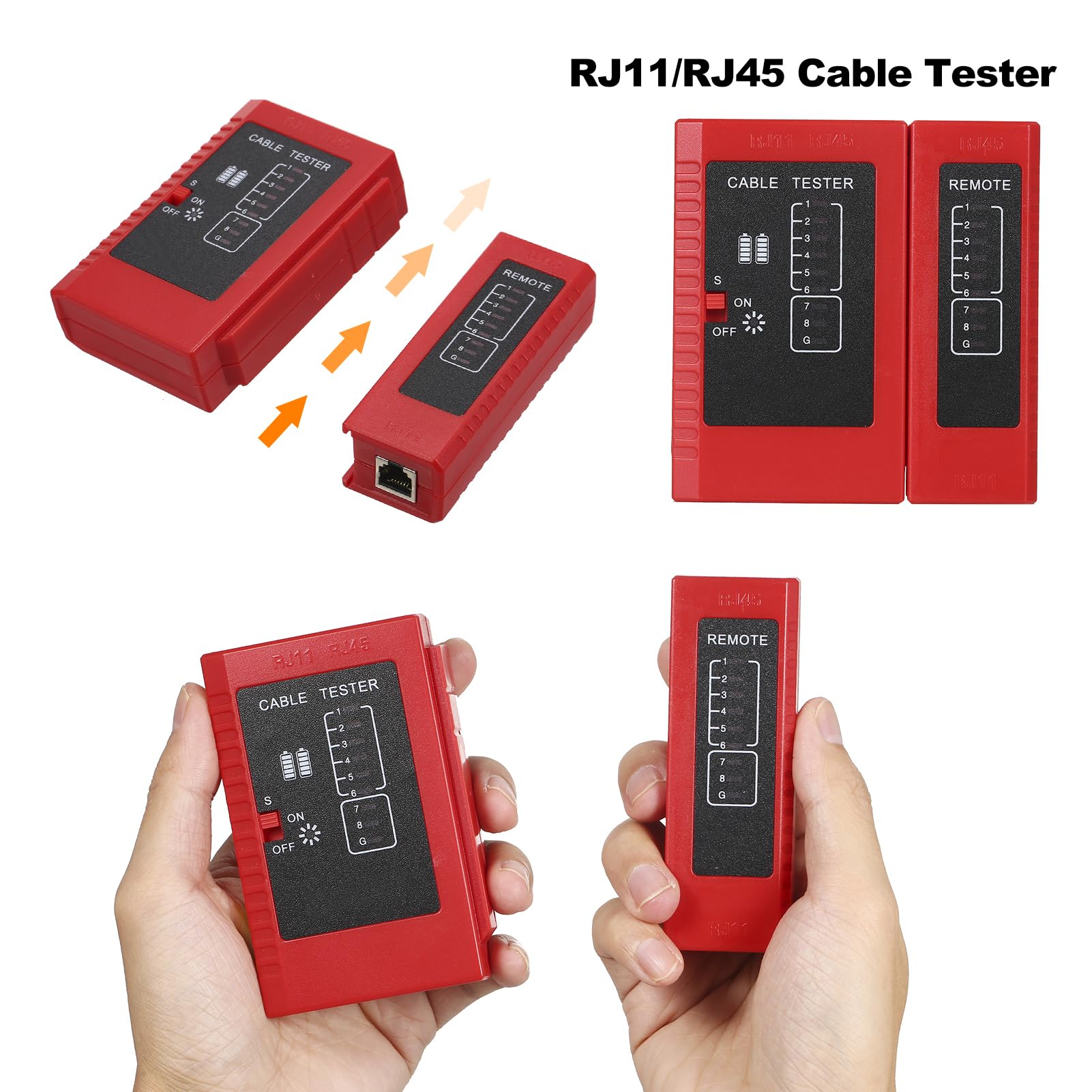 Kit d'outils de sertissage RJ45 pour connecteurs pass-through Cat5e, Cat6, Cat6a, comprenant une pince pour câble réseau, un testeur RJ11 RJ45, 100 fiches plaquées or, 100 bottes