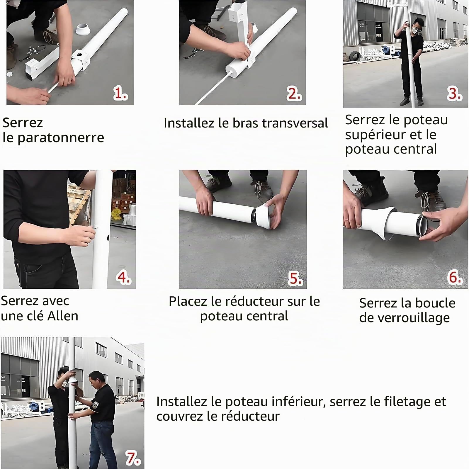 Support De Surveillance Segmenté pour Caméras De Sécurité Extérieures. Support De Caméra De Surveillance Tous Temps, Poteau Extra-Long De 2 à 6 M pour Caméra De Sécurité A-6.5ft/2m