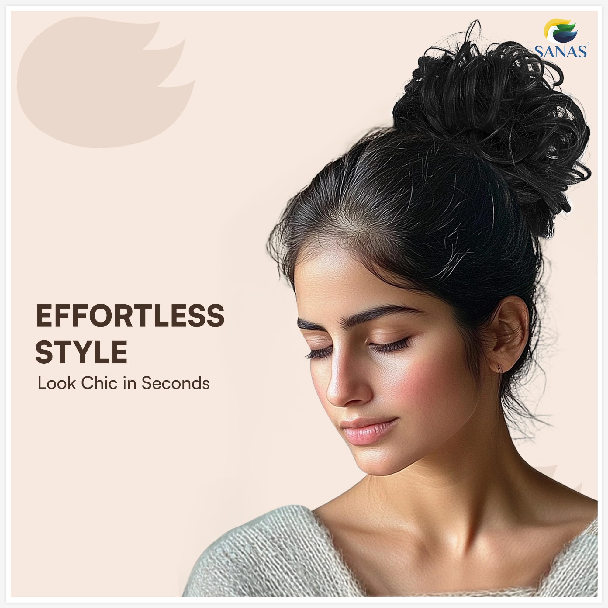 Sanas Messy Hair Buns For Women (4Pcs) Hair Topper For Women Thin Hair Quick Styling Tool Scrunchies For Woman Stylish Accessories Messy Bun Rubber Extension Scrunchie For Girls Aesthetic (4Pcs) Brown 3