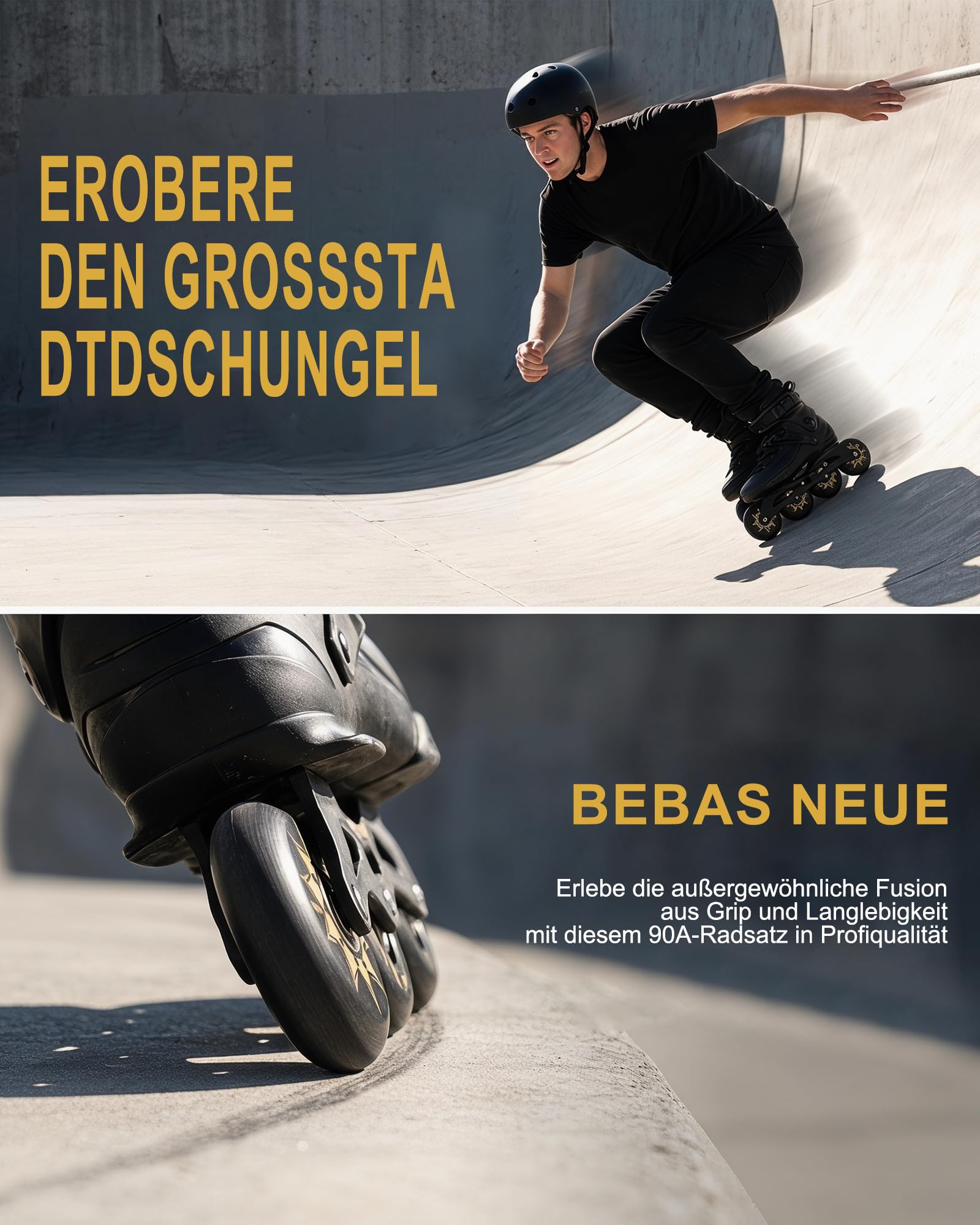 Inliner Rollen 80mm 8-teiliges Set mit ABEC 9 Kugellager, Ersatzrollen für K2 Hudora Apollo Gonex Inlineskates, 82A High Rebound PU Räder für Indoor & Outdoor Training, Schwarz