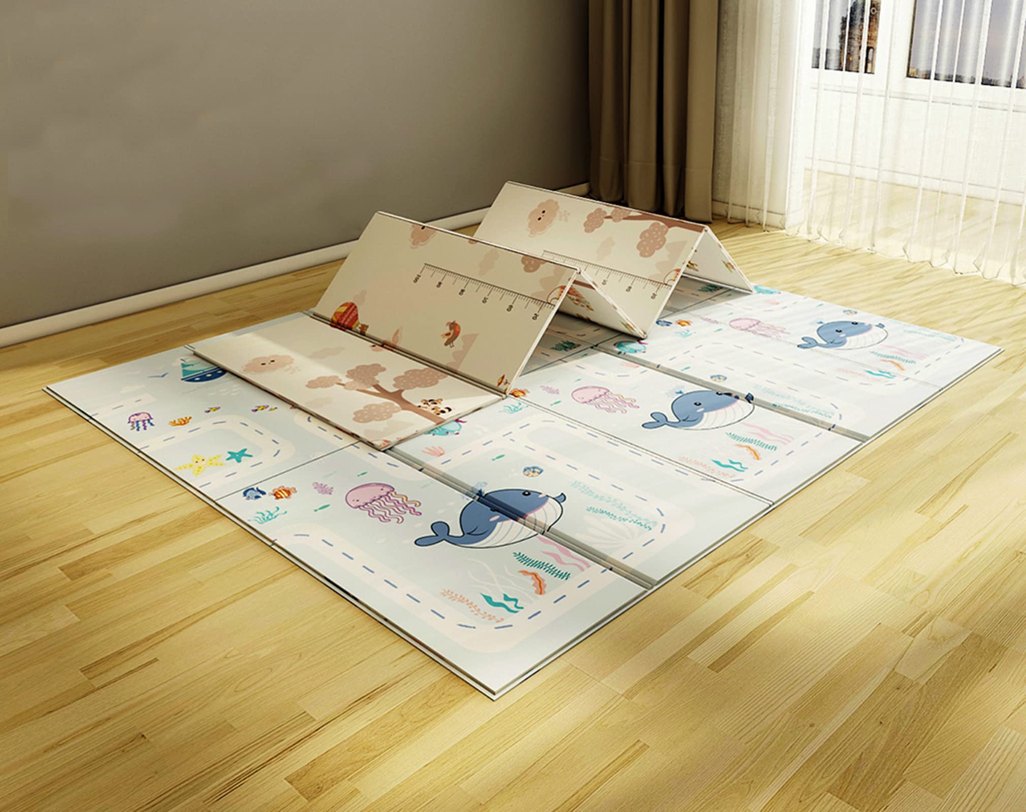 Photo 1 of **SEE NOTES**  Baby Play Mat, CMINGJ Foldable Foam Floor Play Mat (71x63x0.6 in, Sea World & Deer)