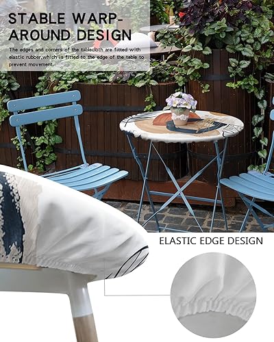 Vista 51 de Mantel redondo ajustable de Navidad para mesa redonda, mantel rojo floral de Navidad, mantel impermeable con borde elástico, mantel circular rojo