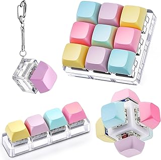 Sound Keyboard Fidget Toy,Fidget Keyboard for Stress Relief, Sound Keyboard Fidget Clicker for Office, School, Travel, Anxiety Keyboard Keychain Gift (Combination 4 PCS)
