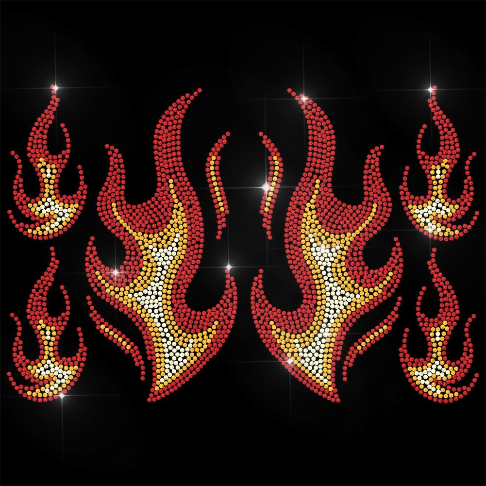 ANATTASOUL Red Flame Iron on Rhinestones for Clothes DIY Decor