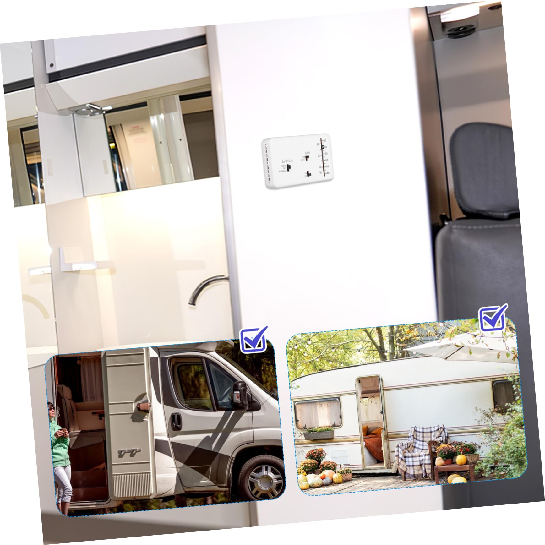 Alipis 2 Sätze Rv Thermostat Analog Regelbarer Wandthermostat für Heizung Kühlung Direkter Ersatz für Wohnmobile und Camper Einfache Installation und Bedienung Robustes Design für