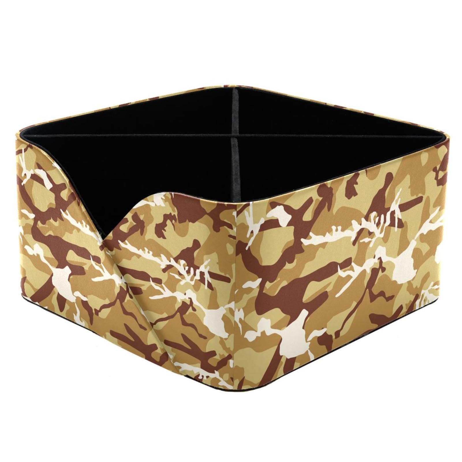 KengjuTesu Unique Army Military Camouflage Pattern Desktop Organizer Pen Holder, Rectangular Pencil Cup for Office, Study and Makeup Stations