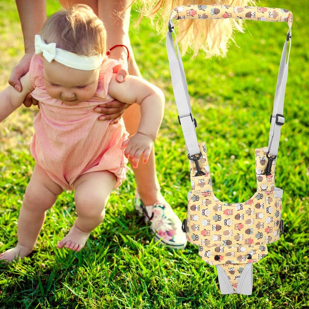Baby Walking Harness Baby Walker Harness Toddler Learning Walking Assist Beltlight Yellow (Light Yellow-Owl Print)