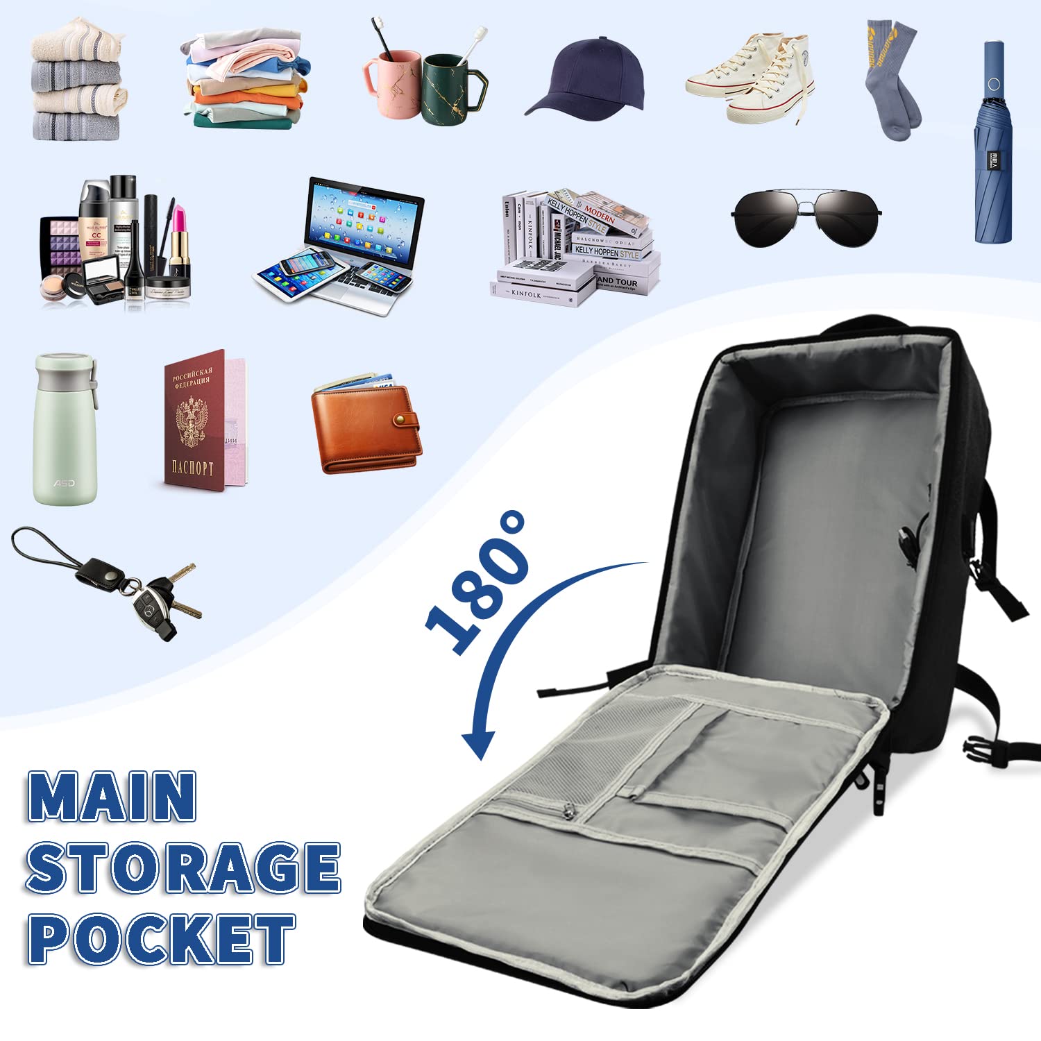 Leyrica Zaino da Viaggio per Ryanair/Wizzair 40x20x25 Bagaglio a Mano Unisex Borse da Cabina Zaino per Laptop Casual Zaino Università/Lavoro Impermeabile