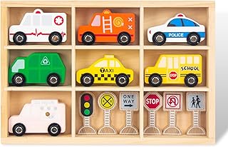 WoodenEdu Wooden Train Car Sets for Toddlers, Train Toy Magnetic Sets Fits Brio, Thomas, Melissa and Doug, Kids for Boys Girls 3 4 5 Years Old