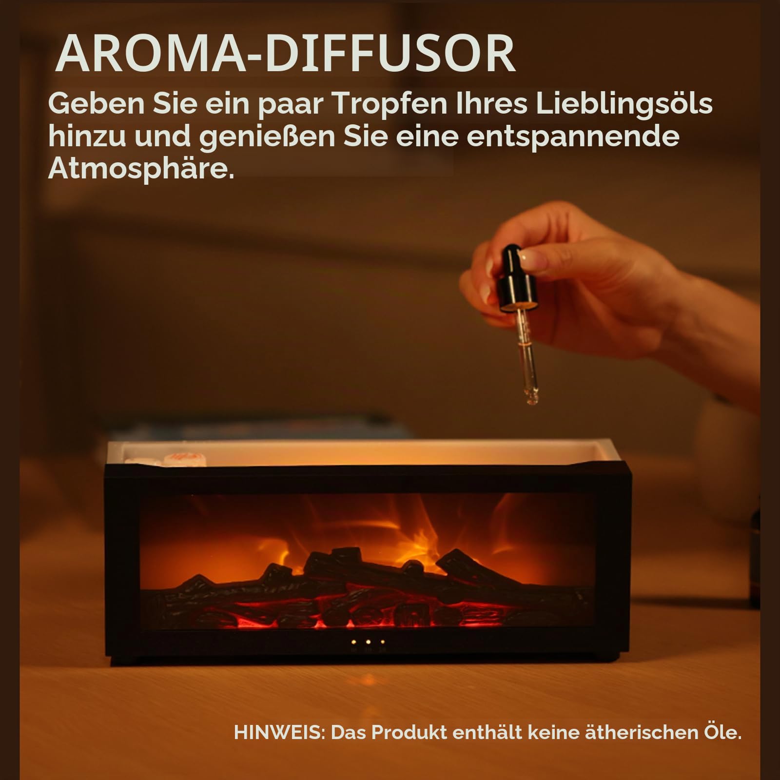 Aroma Diffuser LED Kamin 150ml, 7-Colour Light Flame Effect Luftbefeuchter mit Fernbedienung, Kamin Aromatherapie Diffusor, Kamin Luftbefeuchter mit Timer, Für Zuhause, Büro, Schlafzimmer