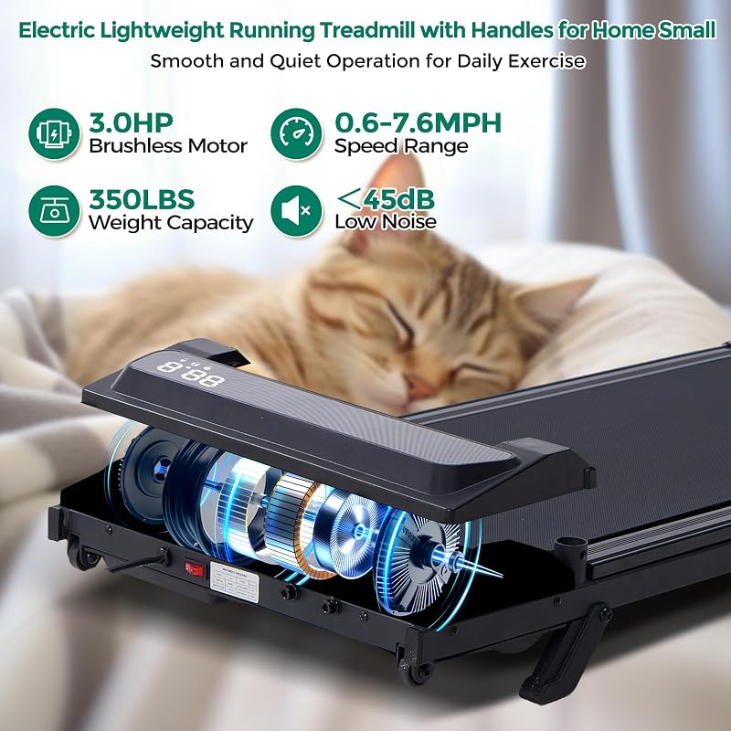 OGPOU Walking Pad with Handle Bar, Electric Treadmill with Incline for Home image 7