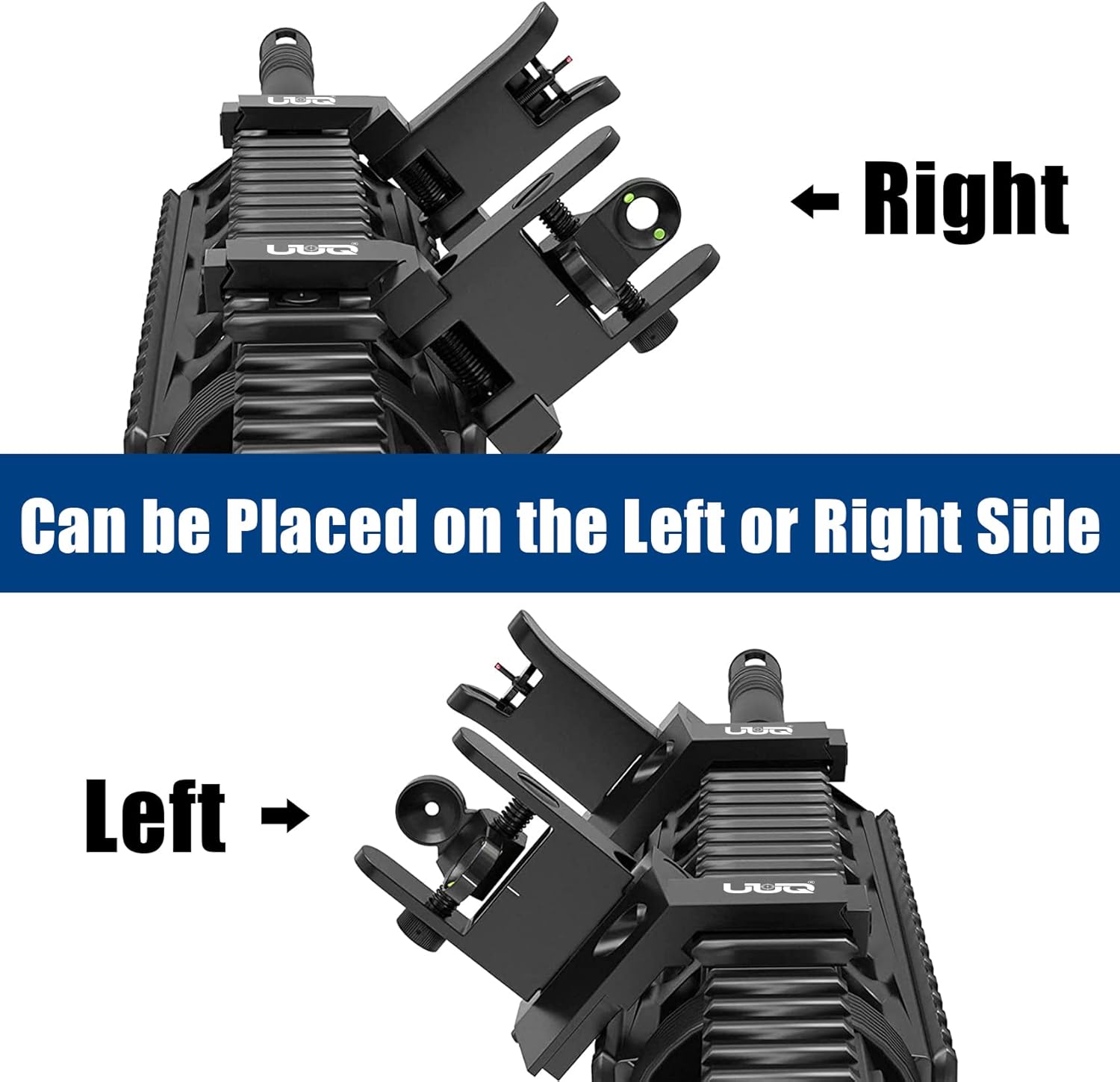 UUQ 45 Degree Offset Fiber Optic Iron Sights,Flip Up Front Rear Sites with Red&Green Dot,BUIS Backup Sight Set， Tool-Free Adjustable Front Sight Rapid Transition,Fits Picatinny and Weaver Rails