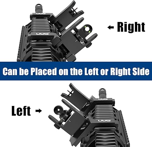 Miniatura 3 de UUQ Miras de hierro de fibra óptica con desplazamiento de 45 grados, miras delanteras y traseras abatibles con punto rojo y verde, juego de mira de
