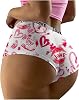 Valentines Day Underwear Women Love Heart Print Panties Sexy Lingerie Stretchy Hipster Breathable Cheeky Boyshorts