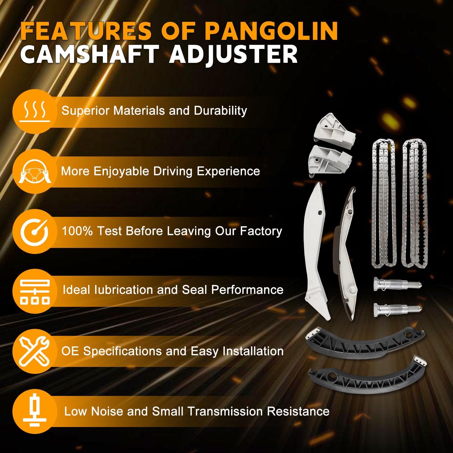 PANGOLIN N62 Timing Chain Kit 11317504468 for 550i 645ci 650ci 735i 740i 745i 750i X5 N62B 4.8L Aftermarket Parts, Replace OE 11311439552, 11317533462, 11317533479, 11317504471