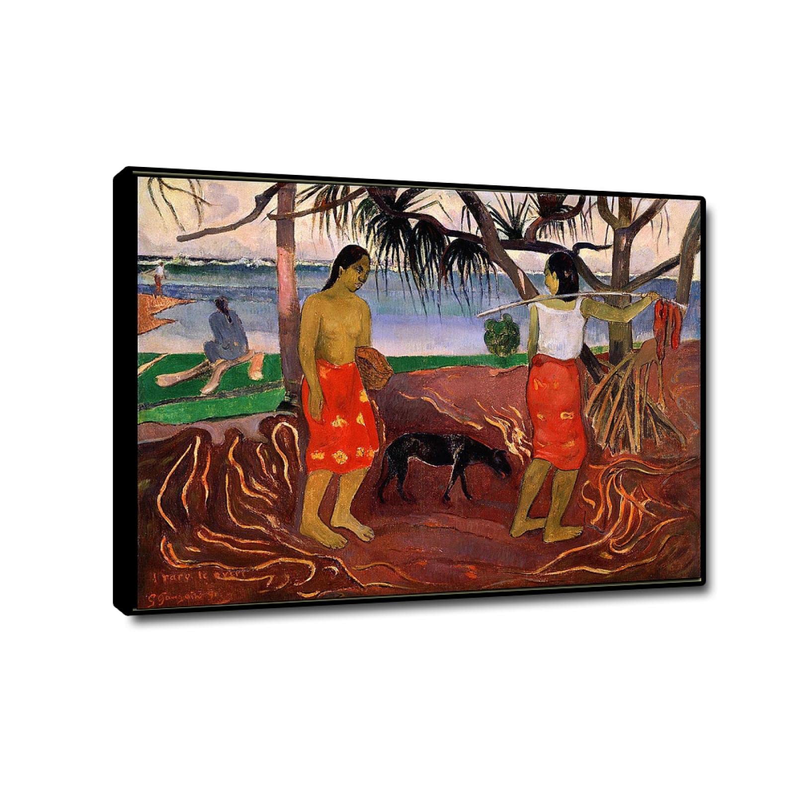Schwarzer Rahmen-Leinwandbild-Paul Gauguin Poster und Kunstdruck-Berühmte Leinwand Gemälde Reproduktionen-'Kelp-Sammler II'Druck auf Leinwand-Landschaft Leinwand Wandkunst Bilder 50x70cm(20x28in)