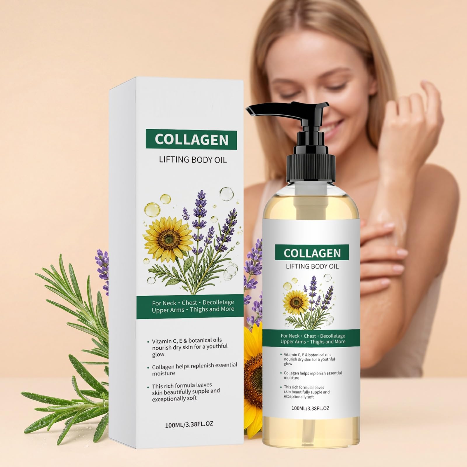 Olio corpo di collagene rassodante dopo la doccia (5 pezzi)