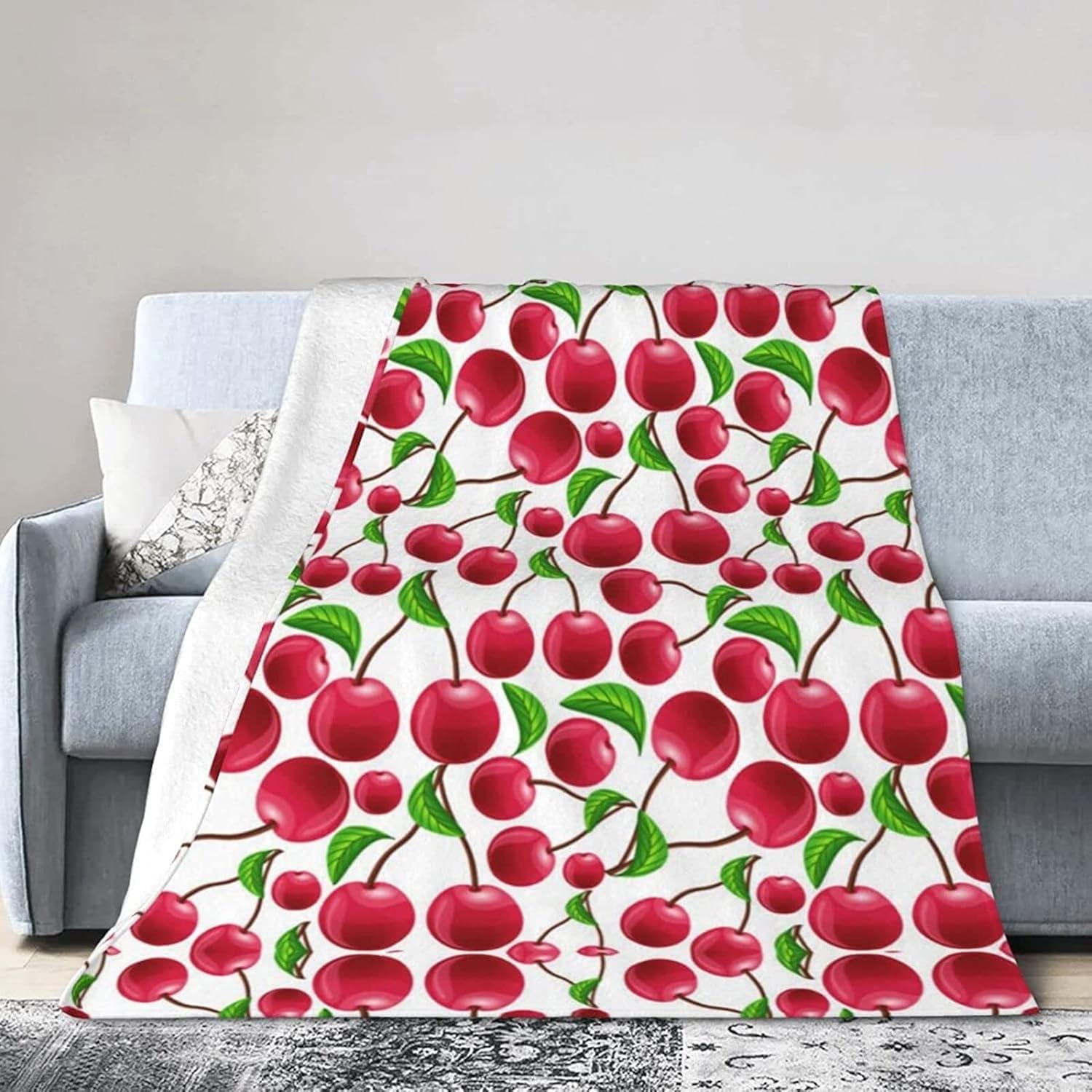 Couverture polaire cerise douce flanelle pour des instants de douceur