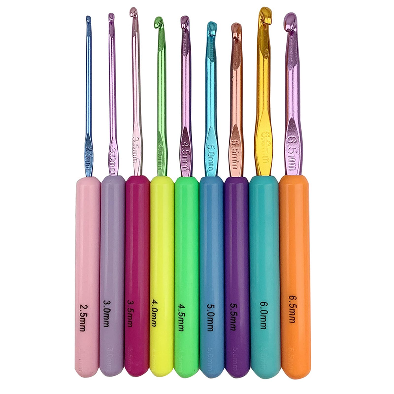 9Pcs ABS Handle Crochet Hook 2.5mm-6.5mm Ergonomic Needle for Beginner Knitting Crocheting Sweater Scarf Glove Assorted Sizes Needle for Knitting Projects