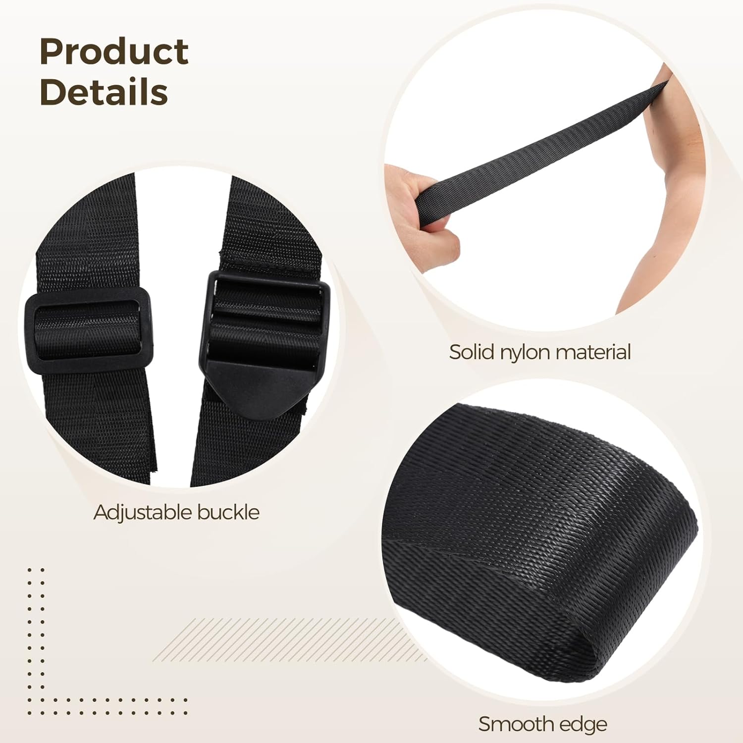 4-Pack Universal Tree Stand Straps, Adjustable Shoulder Straps for Hunting Equipment, Black Nylon Design