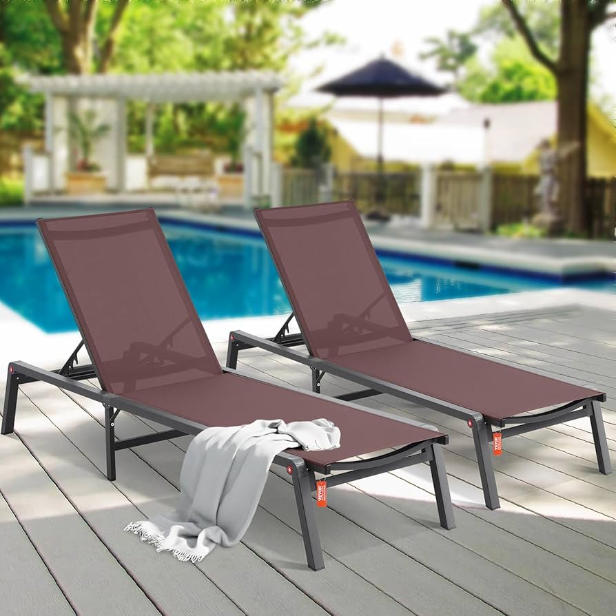 Foldable Beach Chaise Lounge 4 Adjustable Positions Tanning Chair