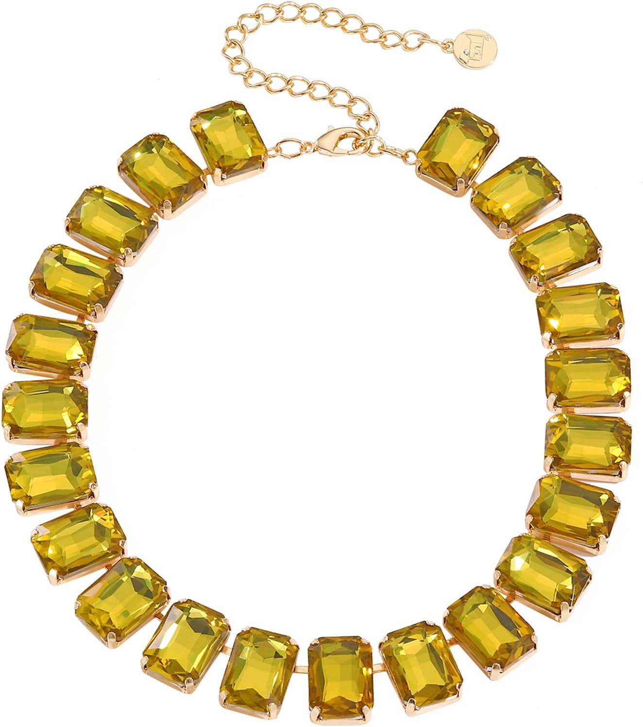 Firstmeet Rectangular Crystal Rhinestone Collar Necklace Wedding Sparkly Colorful Crystal Choker For Women