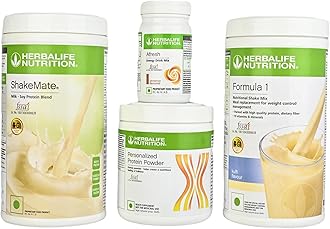 Herbalife Nutrition Weight Loss Combo Pack Formula 1 KULFI + PPP200 + SHAKEMATE + CINNAMON AFRESH Energy Drink (1250 g, Kulfi & Cinnamon Flavored)