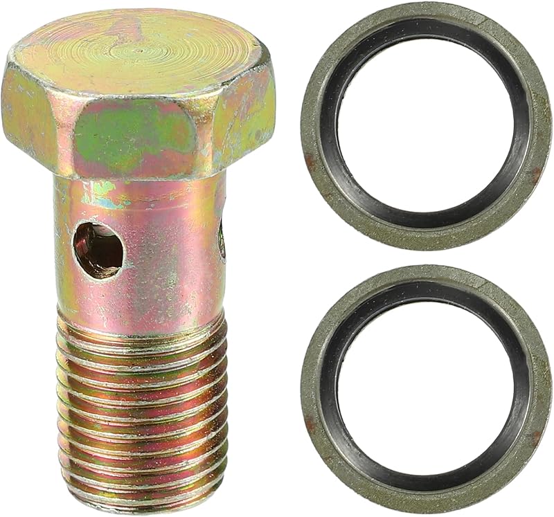 Parafuso banjo para linha de freio VekAuto M12x1.25 x 32 mm com arruelas – Kit com 3 peças