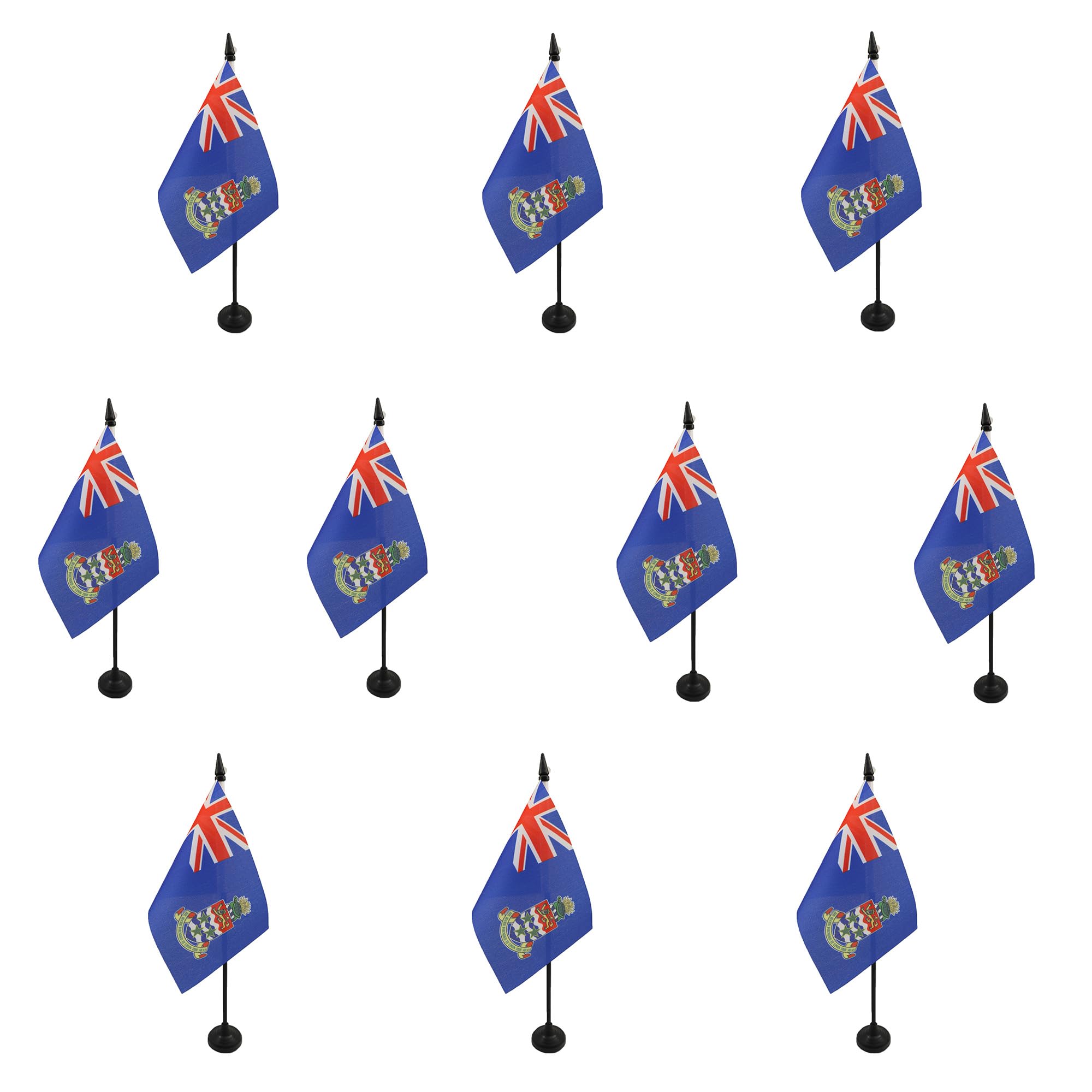 AZ FLAG - Set of 10 Cayman Islands Table Flag 4'' x 6'' - 10 Small Caymanian Office Flags 100% Polyester 15 x 10 cm - Mini Desk Flag with 10'' Pole and Black Plastic Base