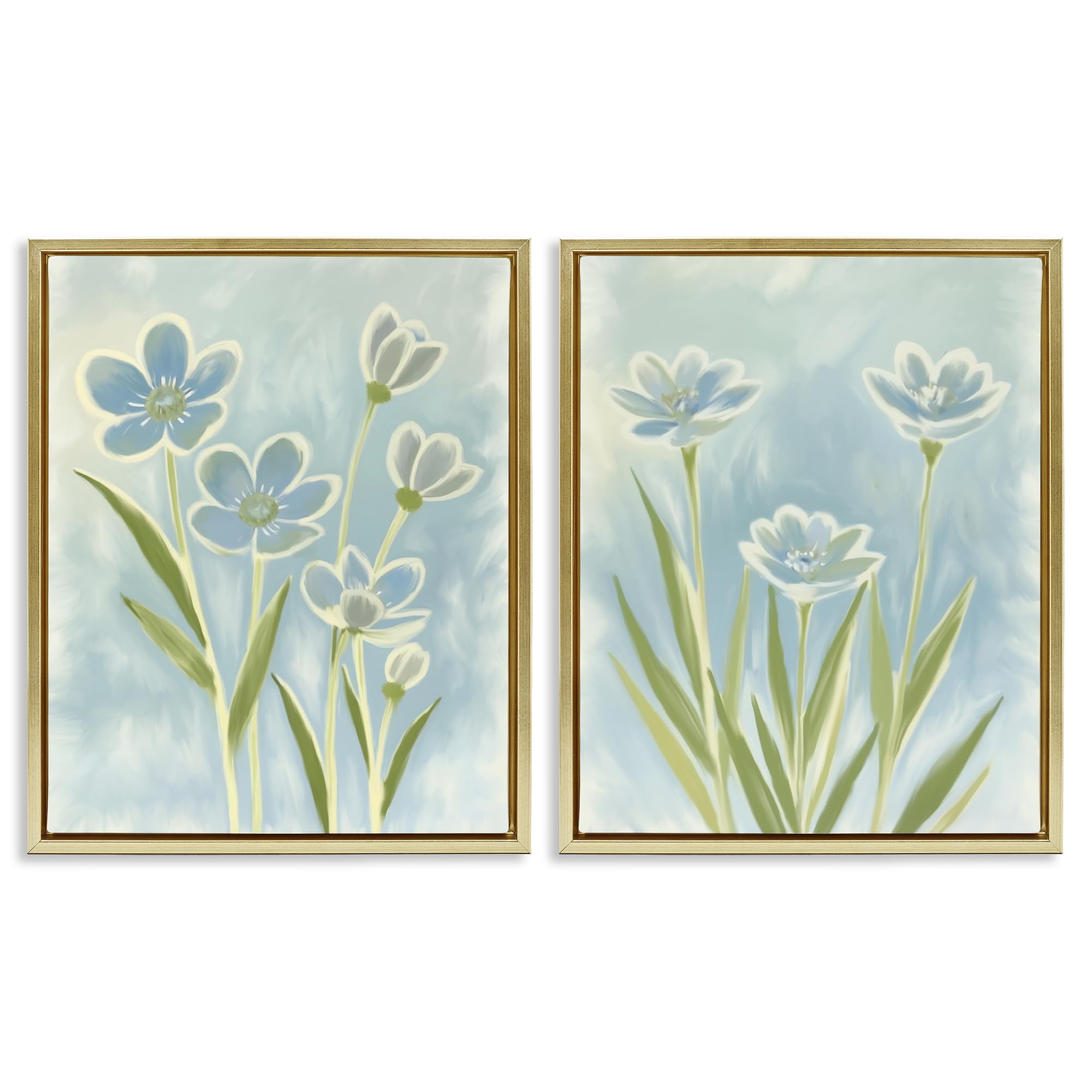 Stupell Industries Contoured Blue Petals 'Contoured Blue Petals'| 2Pc Floating Frame Art Set 2