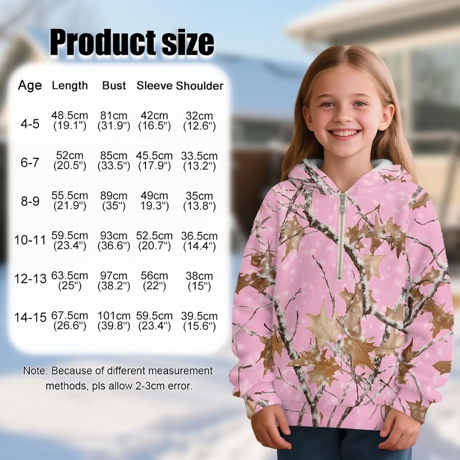 Girl's Hoodie Half Zip Fleece Sweatshirt Hooded Long Sleeve Pullover Tops Fall Winter Coat Outwear for Teen Girls