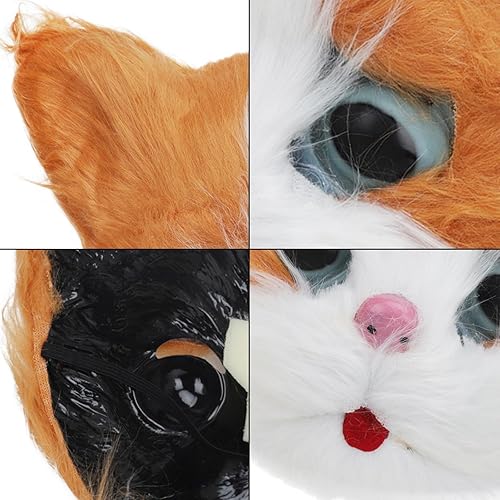 Miniatura 5 de GREUS Máscara de cara completa de gato de felpa de Halloween, divertida máscara peluda para cosplay, disfraz realista para fiestas, accesorios de