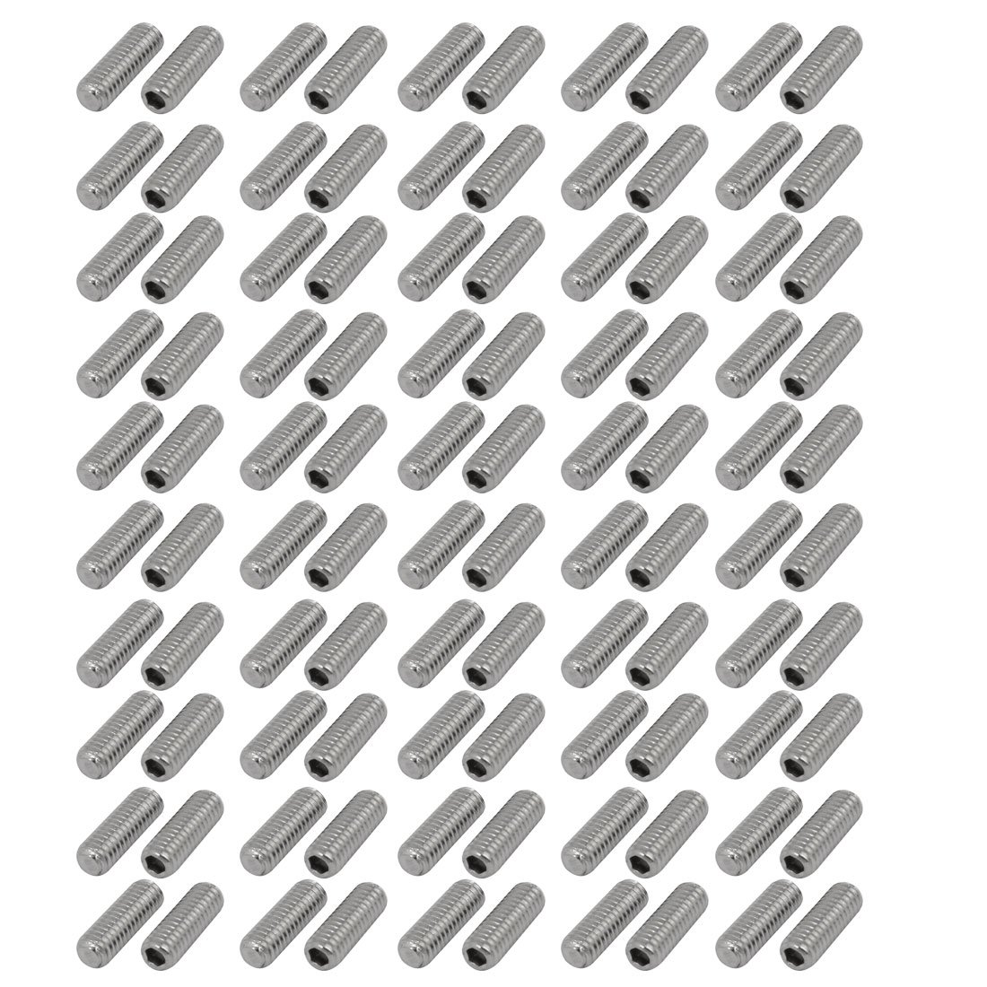 uxcell M4x12mm Metric 304 Stainless Steel Hex Socket Set Flat Point Grub Screws Silver Tone for Towel Rack Door Knob 100pcs