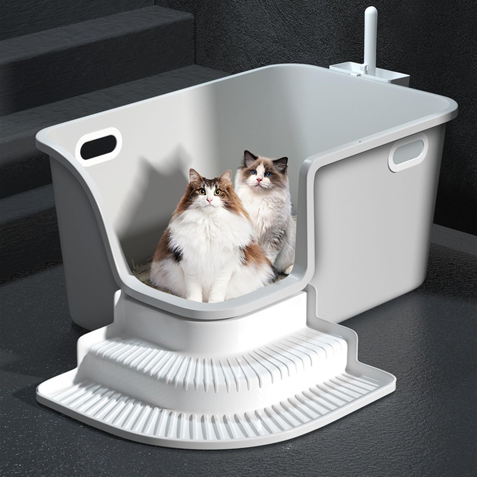 Lettiera per Gatti Lettiera in plastica, Grande lettiera for Gatti con Lati Alti, Paletta for rifiuti e Pedale Filtro, Nessuna Perdita, Facile da Pulire Toilette per Gatti(Yellow)