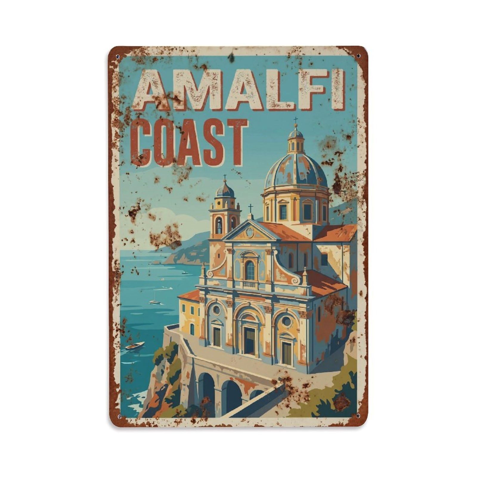 Vintage Travel Basilica Italy Coastal Metal Tin Sign