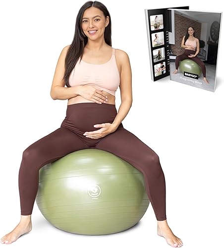 BABYGO Birthing Ball for Pregnancy Maternity Labour & Yoga + Our 100 Page Pregnancy Book, Exercise, Birth & Recovery Plan, Anti-Burst Eco Friendly