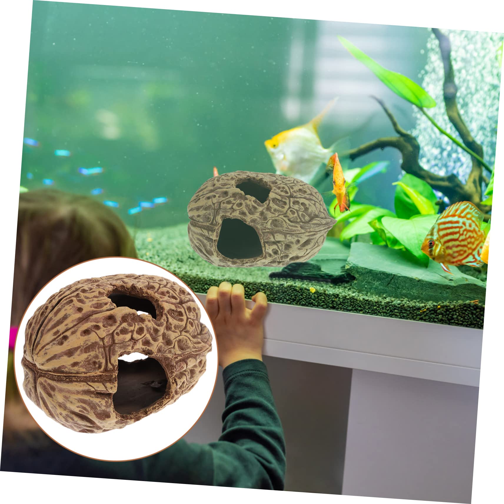 COLLBATH Cueva De Escondite para Peces y Reptiles Refugio Natural para Acuarios y Terrarios Decoración Acuática Única y Divertida Gran Escondite para Vida Marina y Reptilística