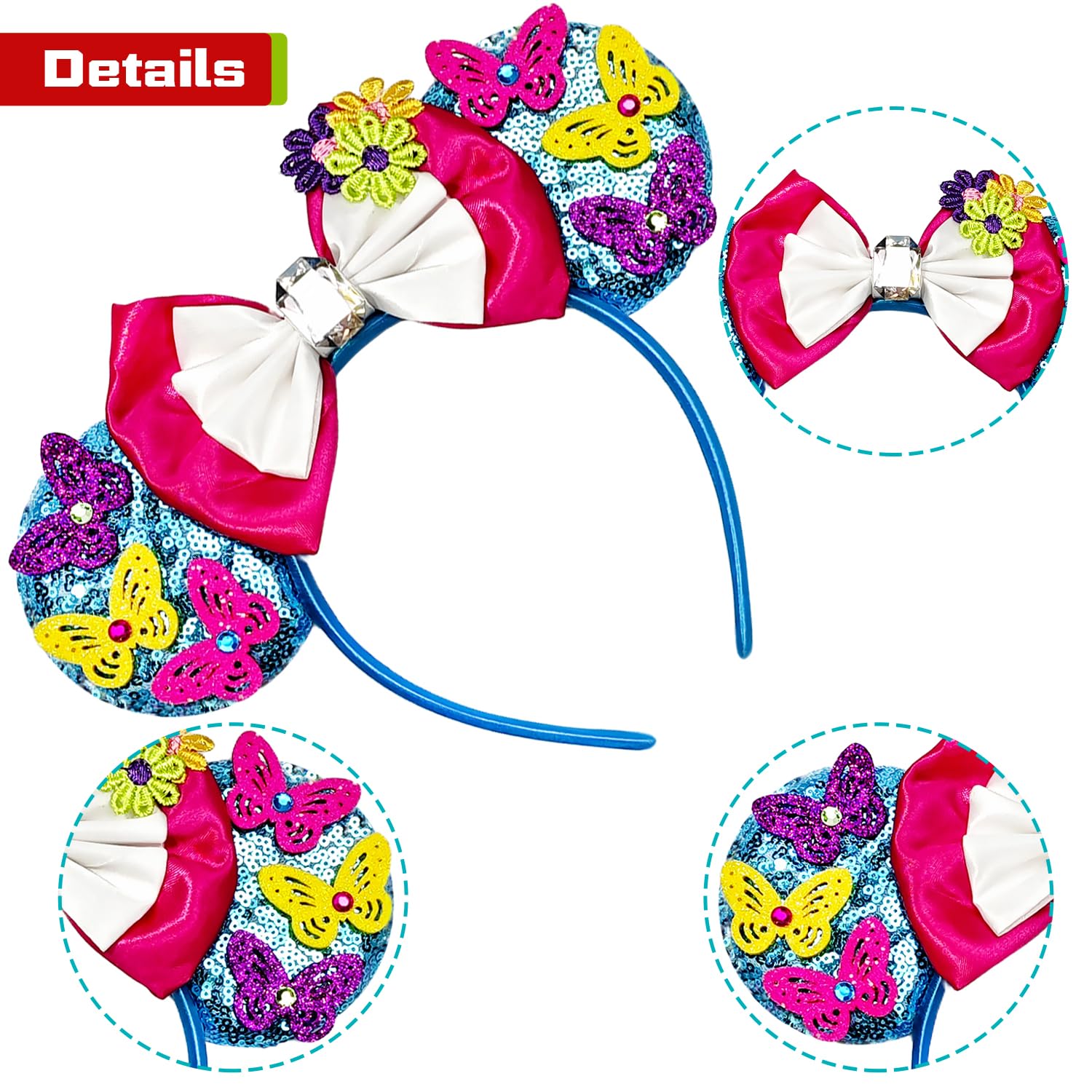MADO mira bell mouse ear headbands for women girls, floral princess mouse ears costume accessories for adults women girls image 2