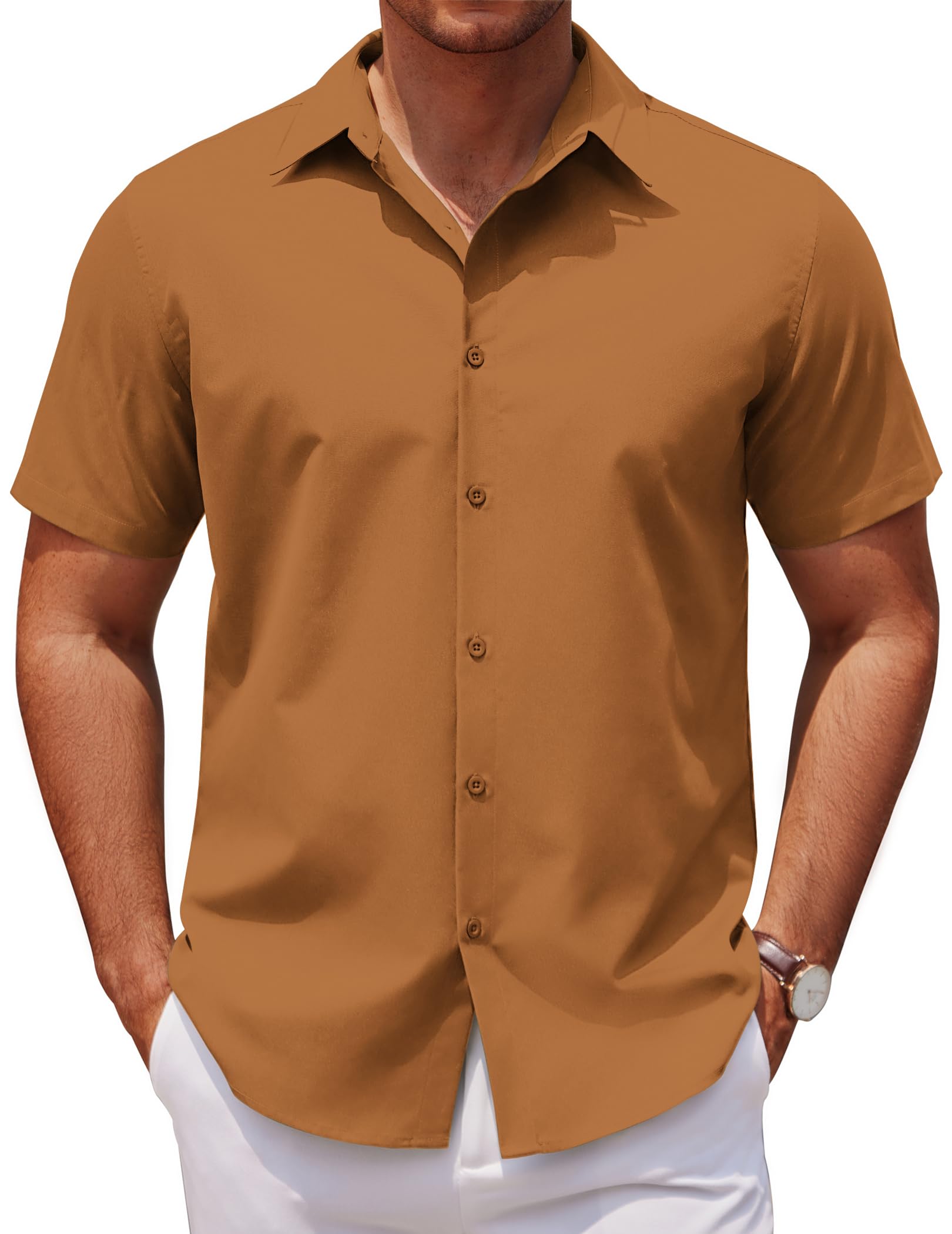 COOFANDY Men's Short Sleeve Summer Shirt Business Shirt Casual Shirt Short Sleeve Shirt Suit Shirt Office Shirt Button Down Shirt Plain Regular Fit