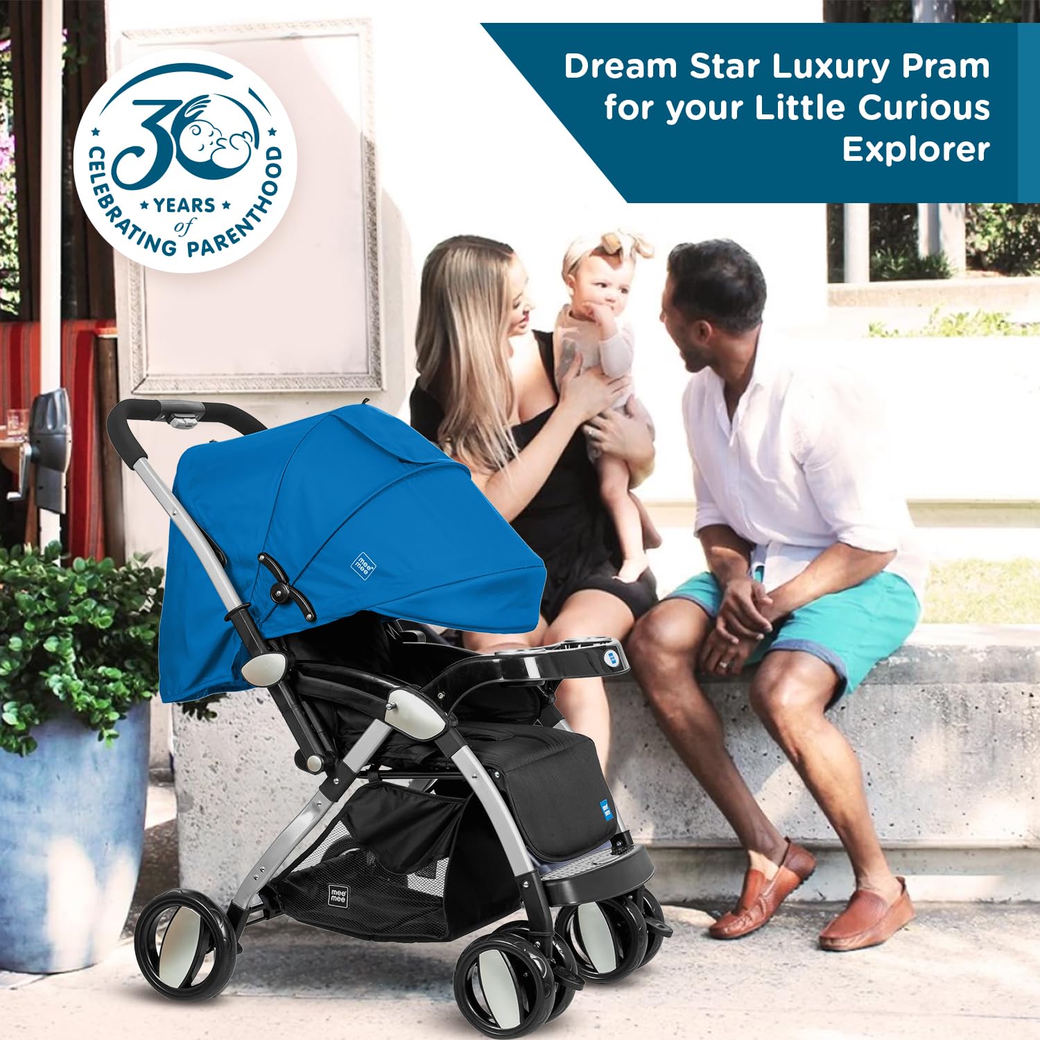 Mee Mee Dream Star Pram: Lightweight & Easy to Fold -2