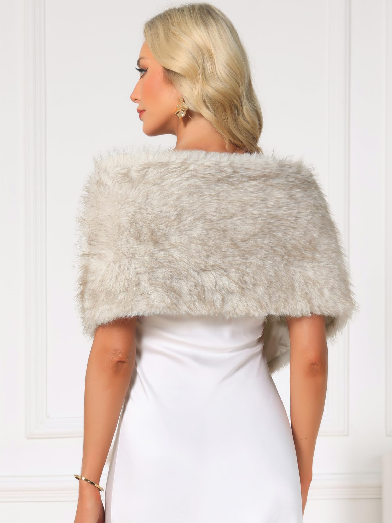 Allegra K Châle en fausse fourrure pour femme pour mariage et hiver | Soirée, fête, demoiselle d'honneur, boléro formel