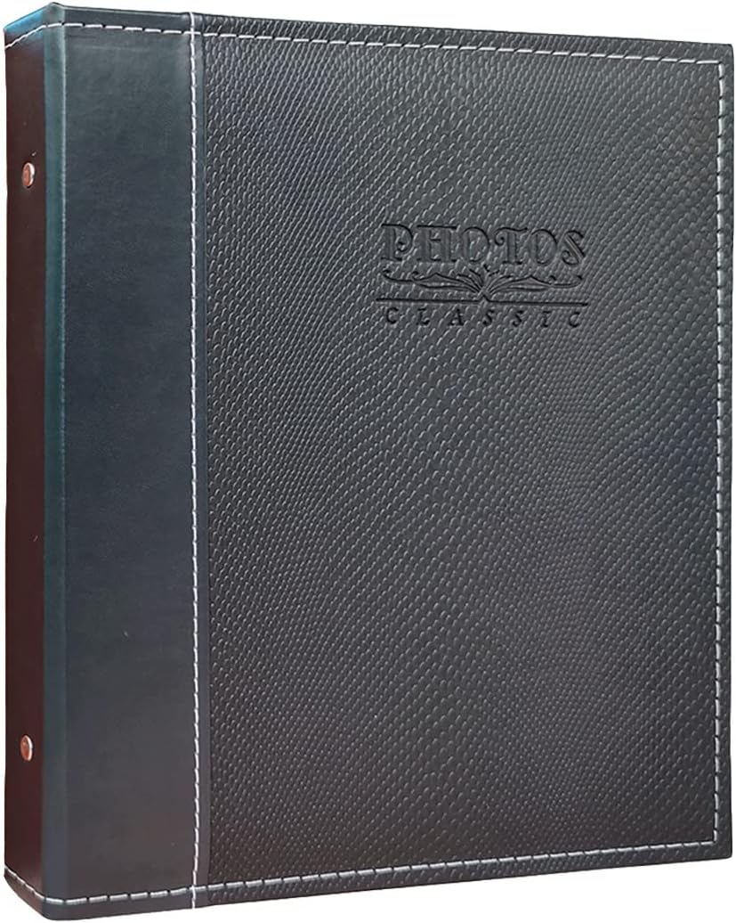 Self-Adhesive Photo Album Leather Photo Album Album Photo Pocket Storage Book 7-inch Photo Album Book Used for Wedding Guest Anniversary (Color : Brown Size : 24x28x5cm) (Black 24x28x5cm)